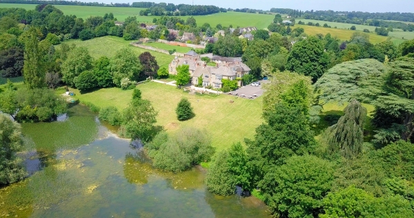 Birds-eye view of Middle Aston House and grounds.
